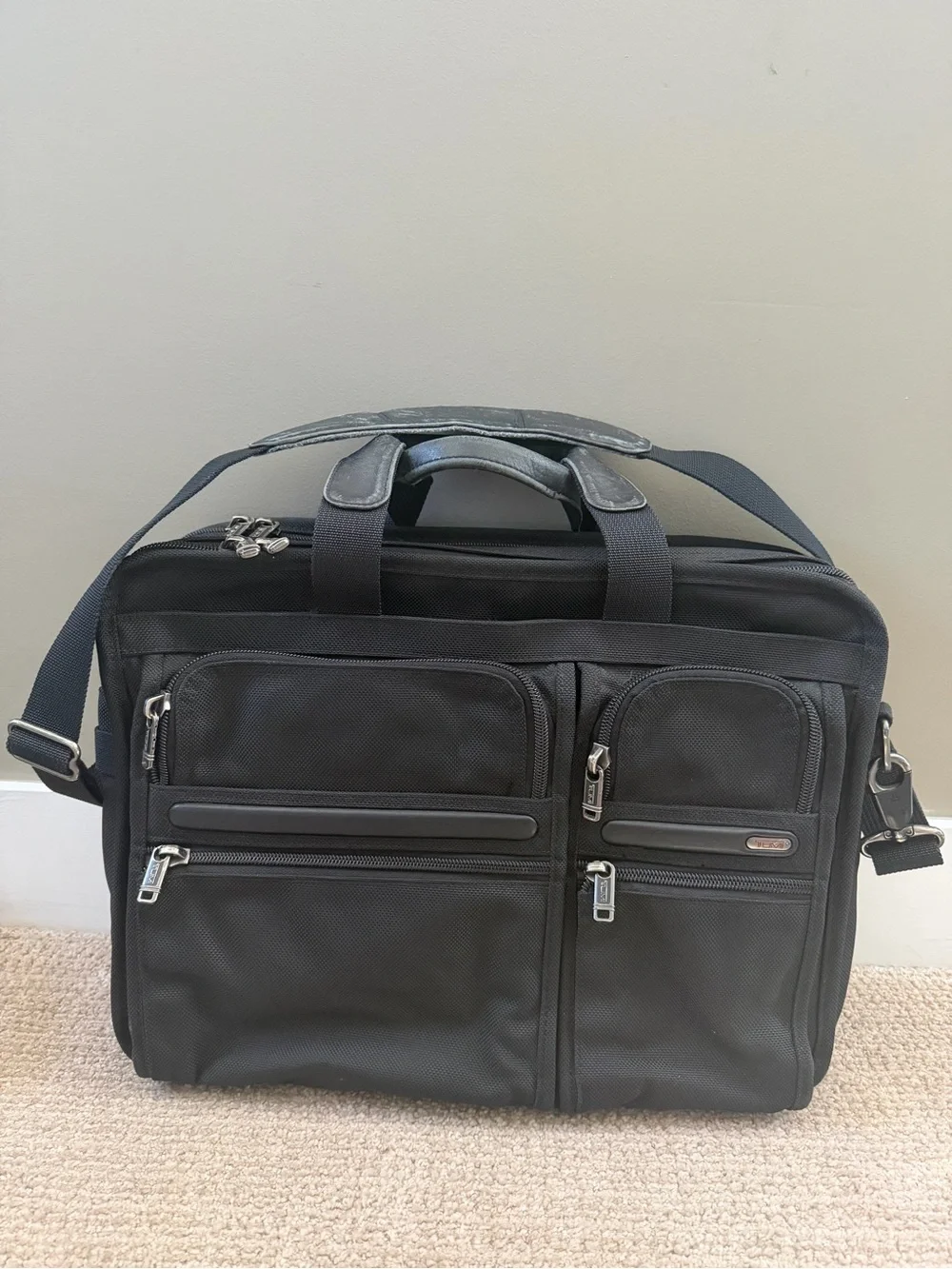 TUMI 26160D4 Black Ballistic Nylon Expandable Laptop Briefcase Business Bag